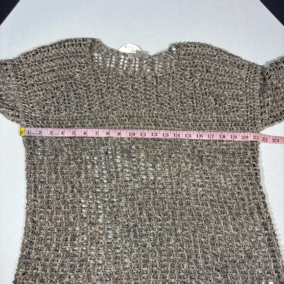 Dressbarn Open Crochet Knit Khaki Top NEW with tags Size XL Coverup Beachy - Picture 11 of 12
